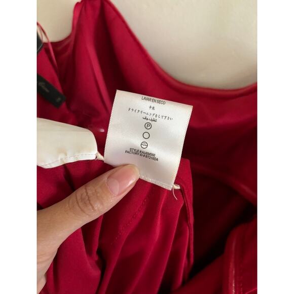 BCBGMaxazria Dress Women's 6 Ginger Ruffled Tiered Strapless Silk Red Wine - Picture 11 of 12